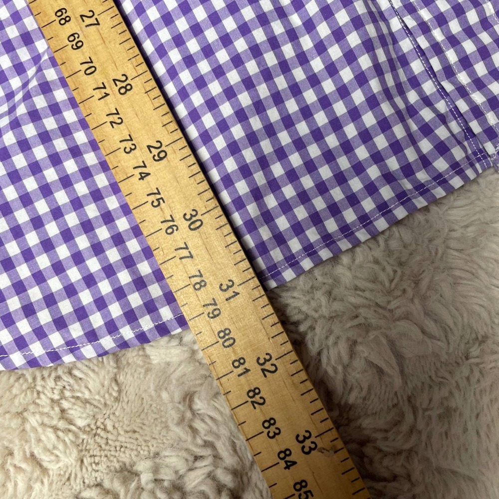 Ralph Lauren Mens XL Gingham Button Down Shirt PurpleWhite Long Sleeve Pony Logo - Picture 7 of 7